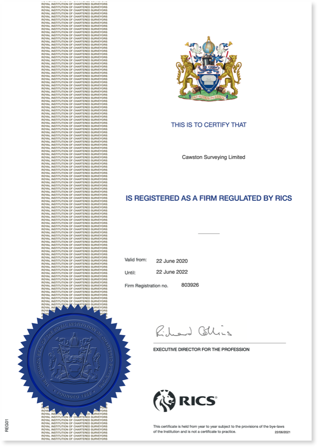 Regulated by RICS - Firm Certificate